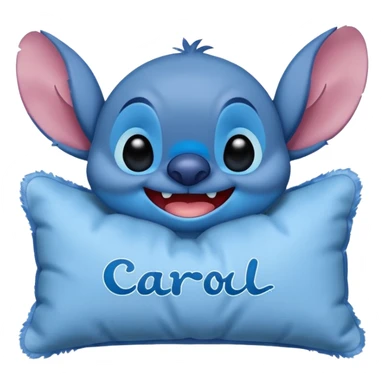 Stitch con un cojín que ponga "Carol" sticker