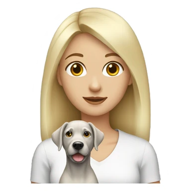Blonde girl with a silver lab sticker