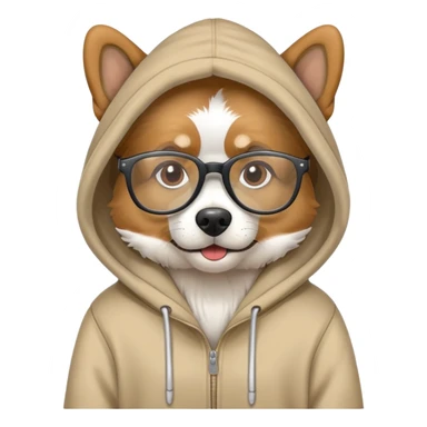 Dog wearing a hoodie and glasses sticker