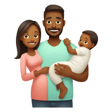 Happy family with newborn baby. Young parents and newborn son in hands. Mother, father holding infant together with love. Parenthood concept. Flat illustration isolated on white background. sticker