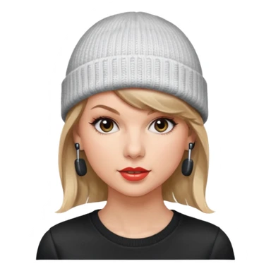 taylor swift wearing beanie, wearing wired earphones sticker