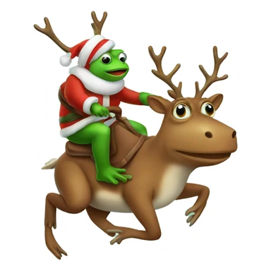 Frog riding reindeer sticker