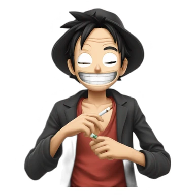 Luffy tenant une cigarette sticker