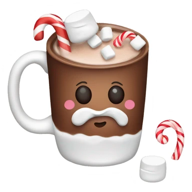 hot chocolate with marshmallows and candy cane sticker
