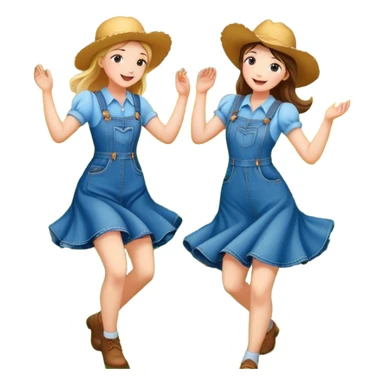 Two country girls dancing  sticker