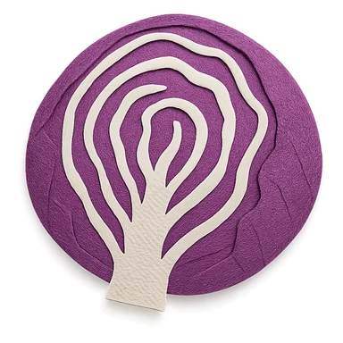 red cabbage with layered paper look and textured paper craft style sticker