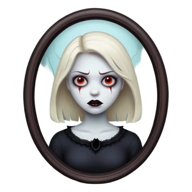 Spooky killer on mirror behind woman sticker