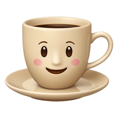 classic light beige coffee cup on light saucer, no decoration, emoji style sticker