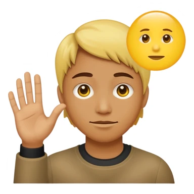 A yellow circle face person with neutral face with his hand in front of him at 120 degree angle sticker