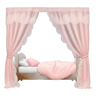 girl sleeping in light pink bed with white lace curtains canopy around it sticker