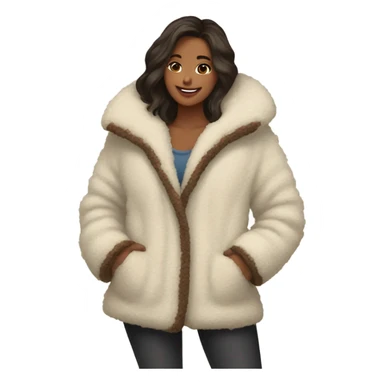 Cozy Sherpa coat with brown trim sticker