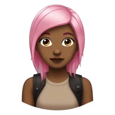 emo girl brown skin pink hair  sticker
