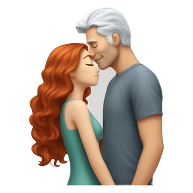 Redhead Girl Kissing silver haired man  sticker