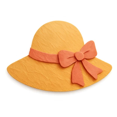 women's sun hat with a ribbon, paper-craft style illustration sticker