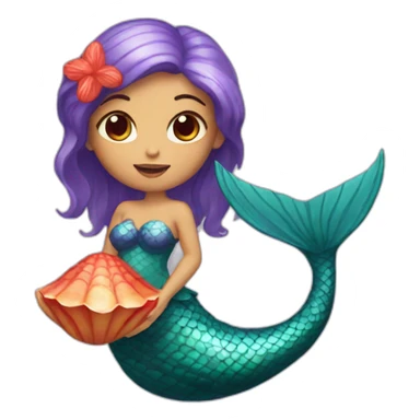 red-eyed mermaid with a shell in her hands sticker