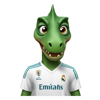 Dinosaur wearing a Real Madrid kit sticker