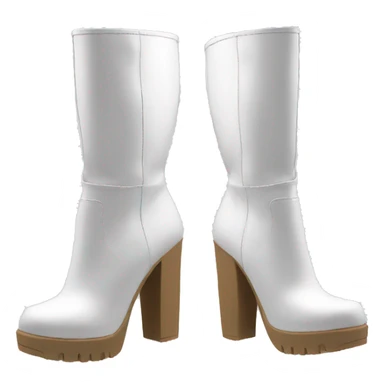 white knee high chunky heel boots sticker