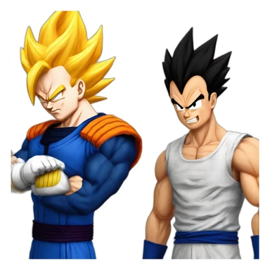 Geoff Keighley as vegeta and Angry Joe as Goku fighting each other sticker