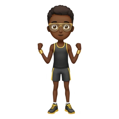 skinny black boy in gym outf with gold glasses sticker