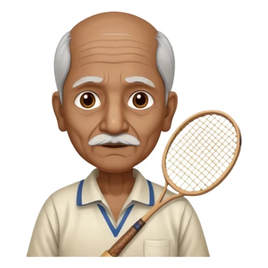 ancient guru india old man with 1 badminton racket sticker