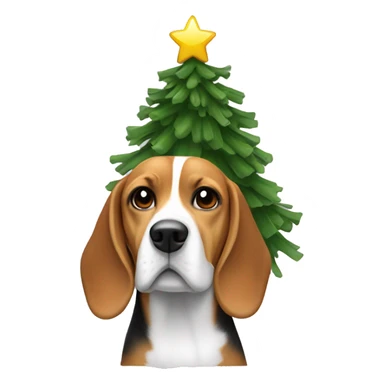Beagle with christmas tree on head sticker