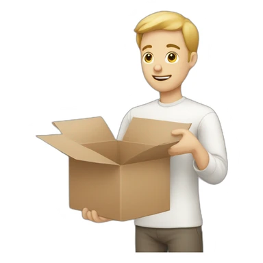 Pale skined Man with box into the hands sticker