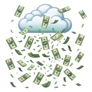 dollars raining from the sky, money falling from clouds sticker