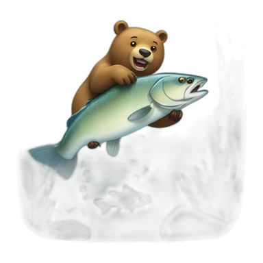 bear catching a fish when fish jumps sticker