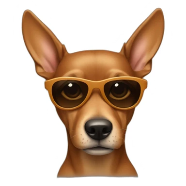 Pincher Dog brown fur with sunglasses sticker