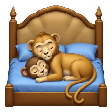 lioness and monkey sleeping together in a king sized beg cuddling  sticker