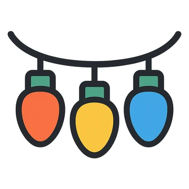 chain of lights, colorful lineal icon with black outlines sticker