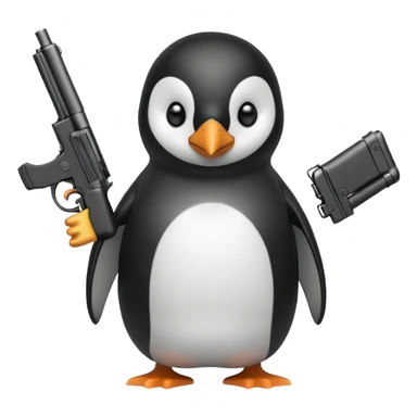 Penguin with gun sticker
