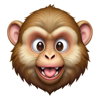 Cinematic Silly Macaque Portrait Emoji, Sporting a comically contorted face with crossed eyes and a tongue playfully sticking out, set against a backdrop of soft, detailed fur and a dynamic, agile build, Simplified yet humorously expressive features, highly detailed, glowing with a warm, jovial glow, high shine, exuberantly playful and cheeky, stylized with an air of quirky primate humor, soft glowing outline, capturing the essence of a silly macaque that appears ready to burst out of the screen with contagious laughter! sticker