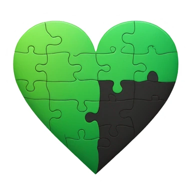 Half black and half Green puzzle heart sticker