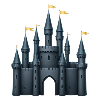 iOS emoji, minimal dark fantasy, black castle silhouette, flat sticker