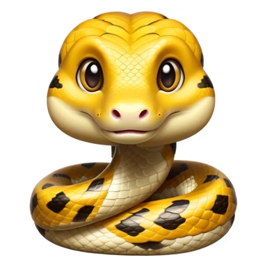 cinematic-cute-anaconda-portrait-emoji,-head-tilted-playfully-and-inquisitively,-with-a-sleek,-shimmering-body-adorned-with-detailed-scale-sriped patterns-and-round,-sparkling-eyes-full-of-wonder,-simplified-yet-irresistibly-adorable-features sticker
