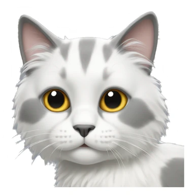 White and grey fluffy cat sticker