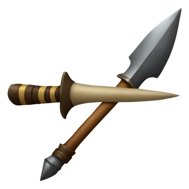 a spear with a sharp  sticker