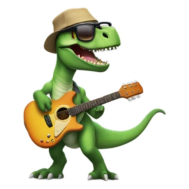 dinosaur playing a guitar wearing glasses  sticker