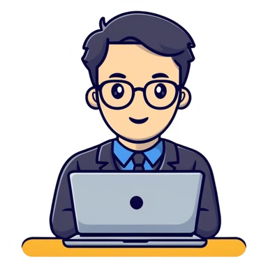 male teacher holding a laptop, teaching online sticker