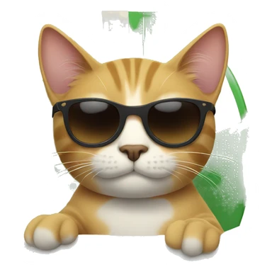 cat with sunglasses on a surfboard  sticker