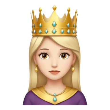 Give me an image of a women wearing neutral makeup with a crown. She is looking very content sticker