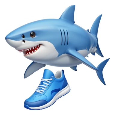 tiburon con zapatillas azules  sticker