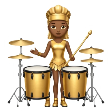 golden statue female drummer sticker