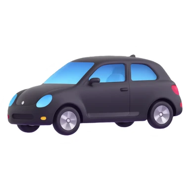 matte black minimalist car icon with a fine silver outline, subtle rod or hook tool touching a visible dent, simple and clean, focus on dent repair sticker