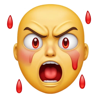yellow face with red cheeks, angry eyes, mouth open yelling, tears, mad and crying sticker