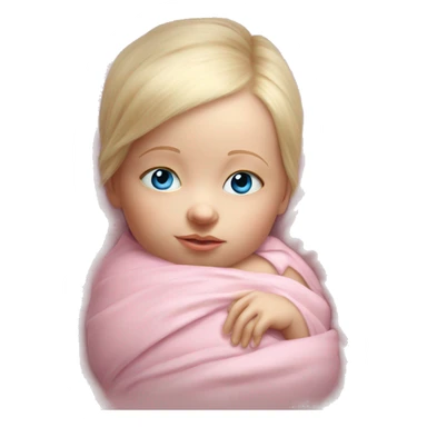 blue eyed blonde newborn girl realistic sleep pink sticker