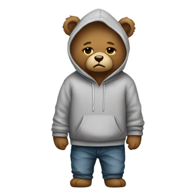 Sad teddy bear with hoodie sticker