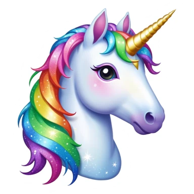 Magical unicorn with rainbow mane and sparkling glitter all around it sticker