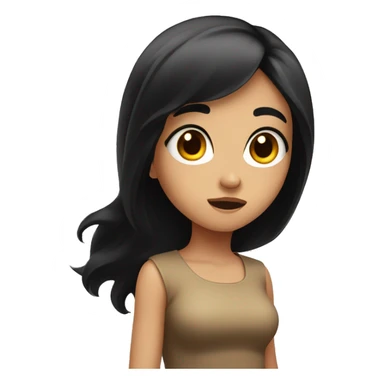 Cute girl black haired shrugging sticker